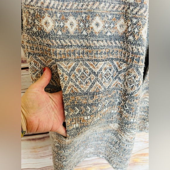 Lucky Brand Women’s Plus Aztec Boho  Open Front Knit Textured Cardigan Sweater - Picture 8 of 14